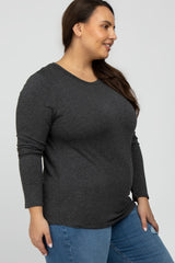 Charcoal Long Sleeve Plus Top