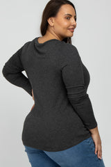 Charcoal Long Sleeve Plus Top