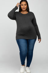 Charcoal Long Sleeve Maternity Plus Top