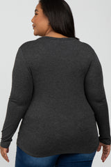 Charcoal Long Sleeve Maternity Plus Top