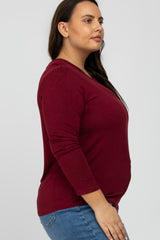 Burgundy Long Sleeve Plus Top