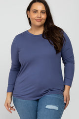 Blue Long Sleeve Plus Top