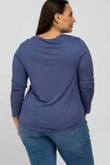 Blue Long Sleeve Plus Top