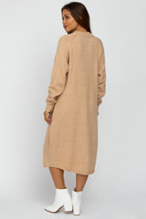 Taupe Mock Neck Maternity Midi Sweater Dress