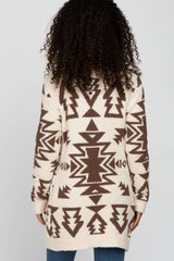 Cream Printed Soft Knit Cardigan