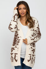 Cream Printed Soft Knit Maternity Cardigan