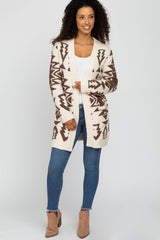 Cream Printed Soft Knit Cardigan