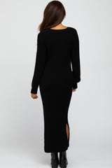 Black Side Slit Maxi Sweater Dress