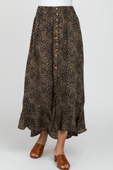 Black Animal Print Maxi Skirt