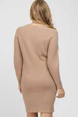 Taupe Basic Maternity Sweater Dress