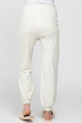 Cream Heathered Distressed Maternity Joggers