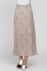 White Leopard Print Side Button Maxi Skirt