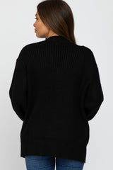 Black Basic Chunky Knit Maternity Cardigan