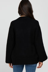 Black Basic Chunky Knit Cardigan