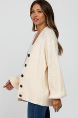 Cream Basic Chunky Knit Maternity Cardigan