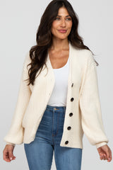 Cream Basic Chunky Knit Maternity Cardigan