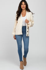 Cream Basic Chunky Knit Cardigan