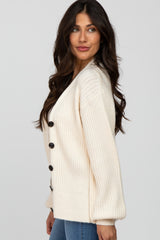 Cream Basic Chunky Knit Cardigan