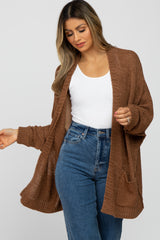 Brown Cuff Sleeve Cardigan