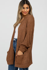 Brown Cuff Sleeve Cardigan