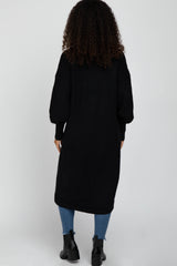 Black Bubble Sleeve Long Cardigan