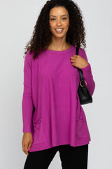 Magenta Pocketed Dolman Sleeve Top