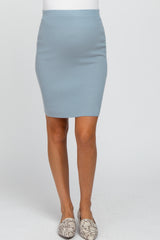 Light Blue Rib Knit Maternity Skirt