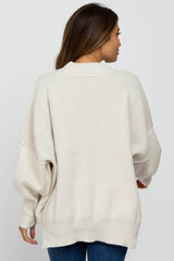 Ivory Mock Neck Exposed Seam Maternity Sweater