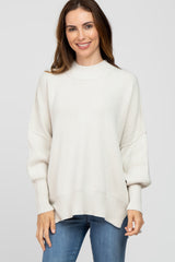 Ivory Mock Neck Exposed Seam Maternity Sweater