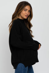 Black Mock Neck Exposed Seam Maternity Sweater