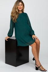 Forest Green Shimmer Long Sleeve Maternity Dress