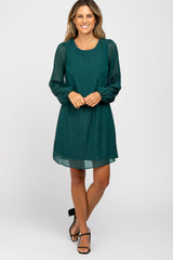 Forest Green Shimmer Long Sleeve Maternity Dress