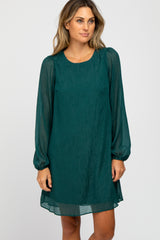 Forest Green Shimmer Long Sleeve Dress