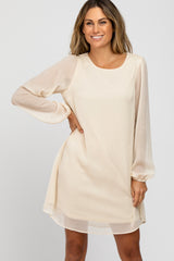 Ivory Shimmer Long Sleeve Dress