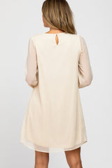 Ivory Shimmer Long Sleeve Dress