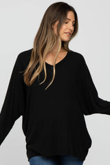 Black V-Neck Long Sleeve Maternity Top