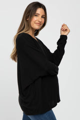 Black V-Neck Long Sleeve Maternity Top