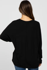 Black V-Neck Long Sleeve Maternity Top