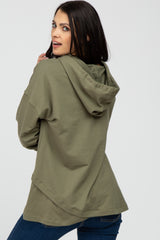 Olive French Terry Hooded Pullover Top