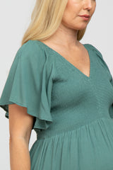 Mint Smocked Ruffle Maternity Dress