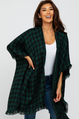 Forest Green Houndstooth Sweater Poncho