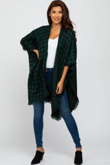 Forest Green Houndstooth Maternity Sweater Poncho