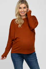 Rust Crochet Lace Dolman Sleeve Maternity Top