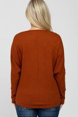 Rust Crochet Lace Dolman Sleeve Maternity Top