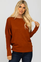 Rust Crochet Lace Dolman Sleeve Maternity Top