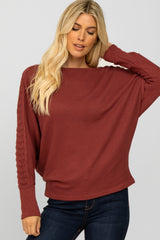 Burgundy Crochet Lace Dolman Sleeve Maternity Top