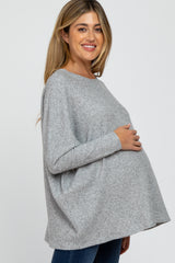 Heather Grey Dolman Sleeve Soft Knit Maternity Top