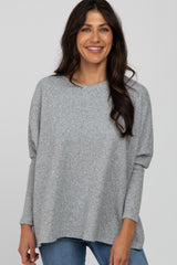 Heather Grey Dolman Sleeve Soft Knit Maternity Top