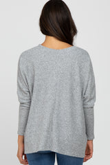 Heather Grey Dolman Sleeve Soft Knit Top