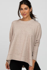 Beige Soft Knit Long Sleeve Top